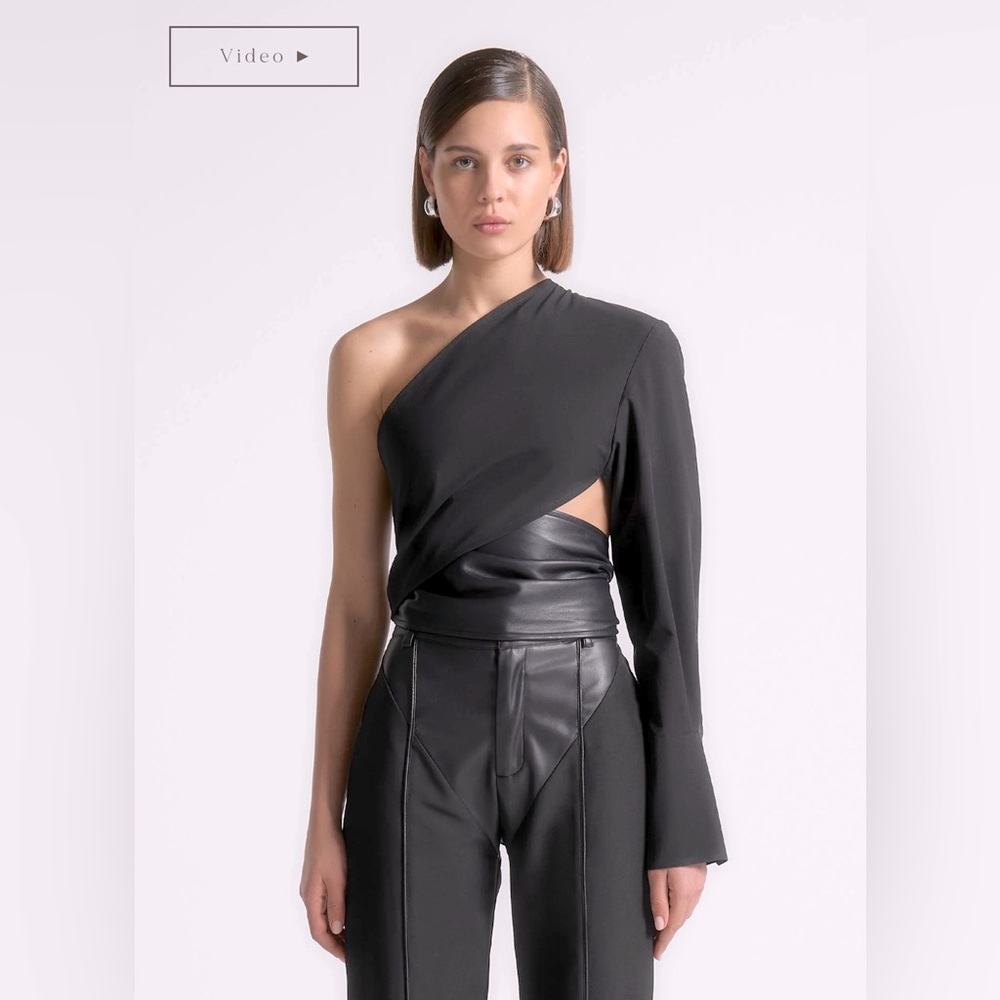 NWT Maniere de Voir Vegan Leather wrap top